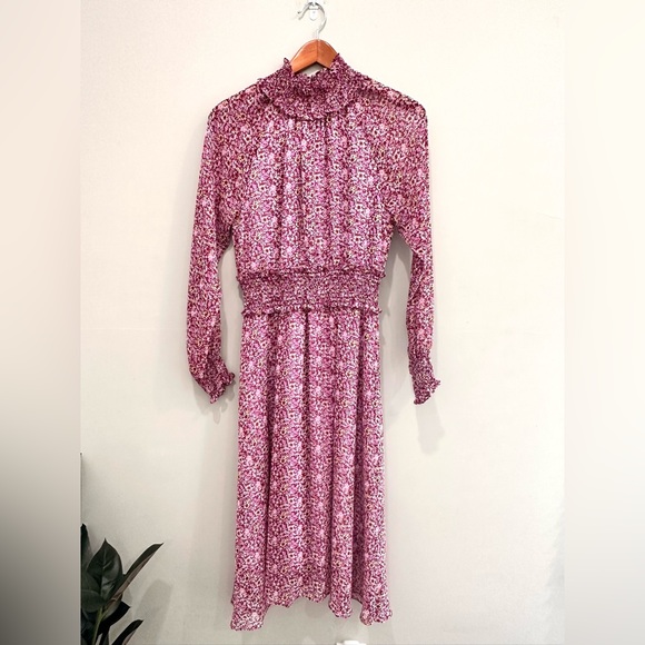 Anthropologie Pink Floral Midi Dress - Picture 2 of 11